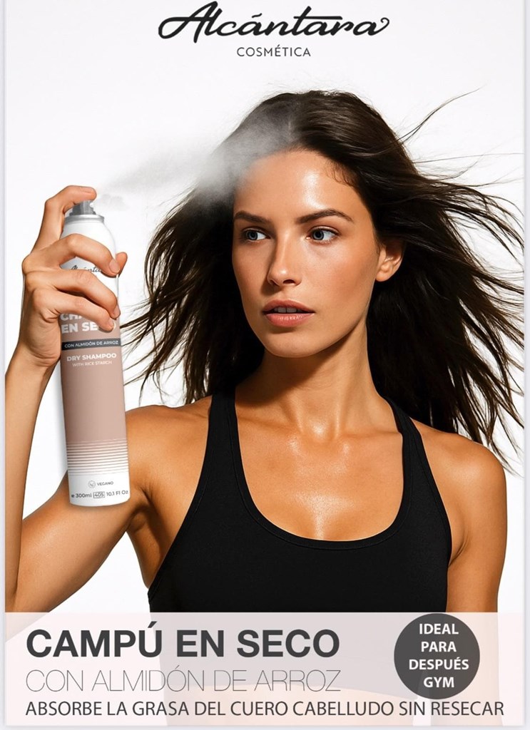 Champú en seco con almidón de arroz, Alcántara Cosmética